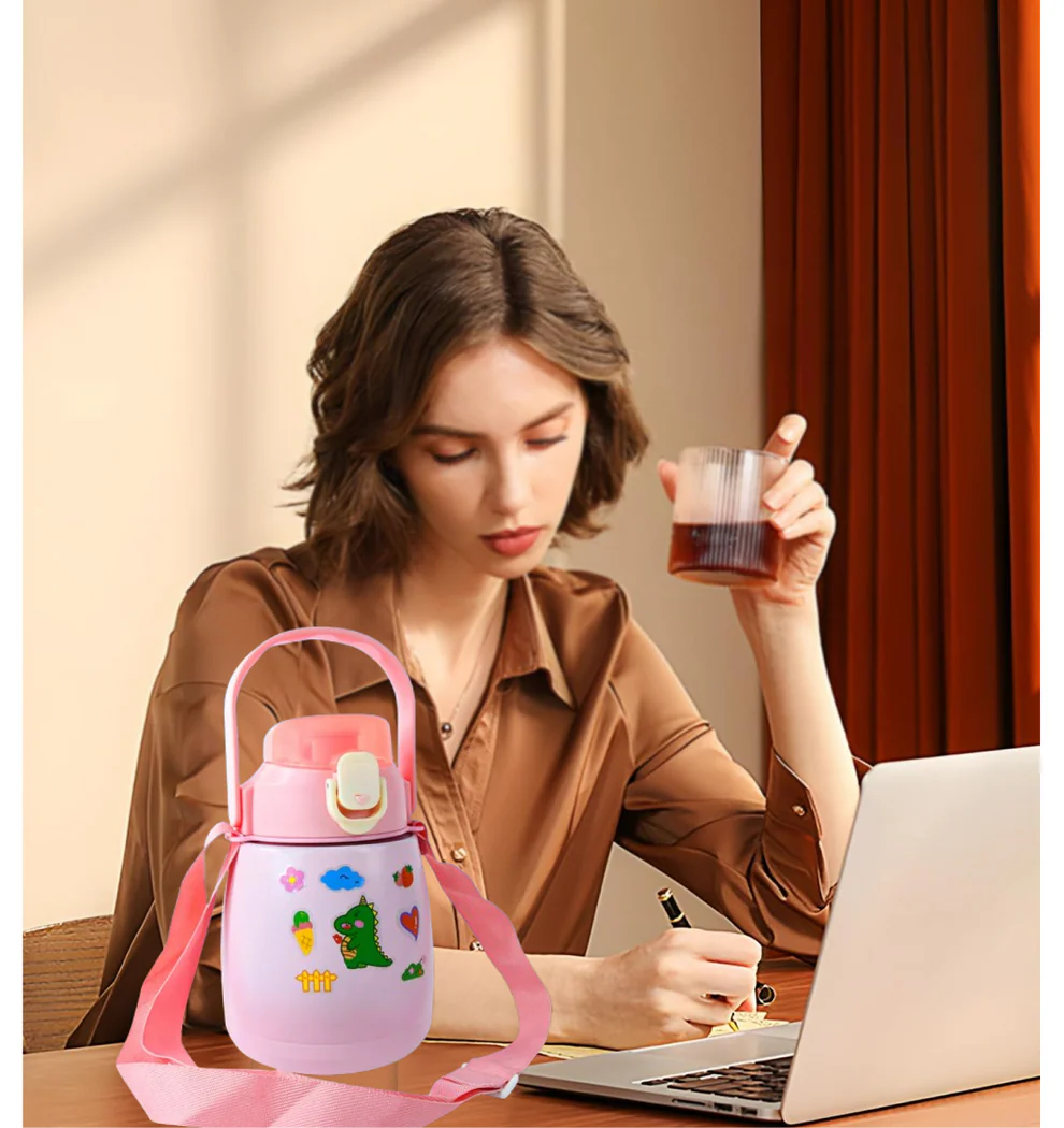Stainless Steel Vacuum Insulated Water Bottle With Handle  Sticker (700 Ml)