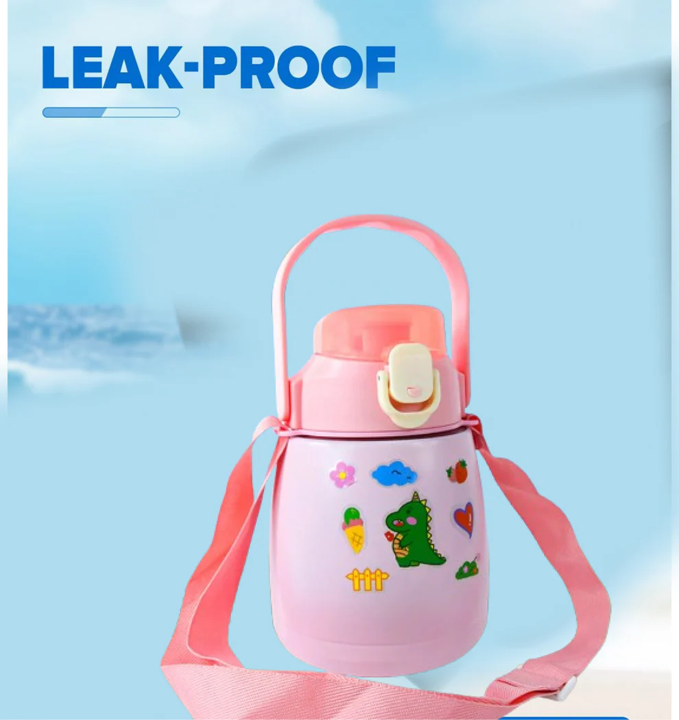 Stainless Steel Vacuum Insulated Water Bottle With Handle  Sticker (700 Ml)