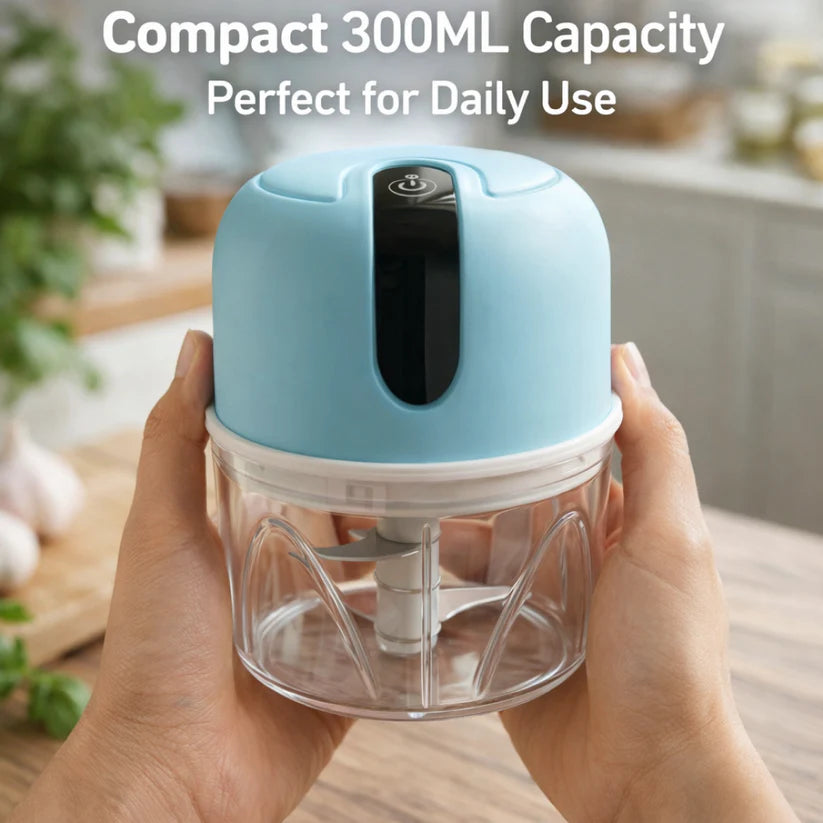 Wireless Usb Rechargeable Mini Electric Garlic Machine  Chopper 3 Blades (250ml)