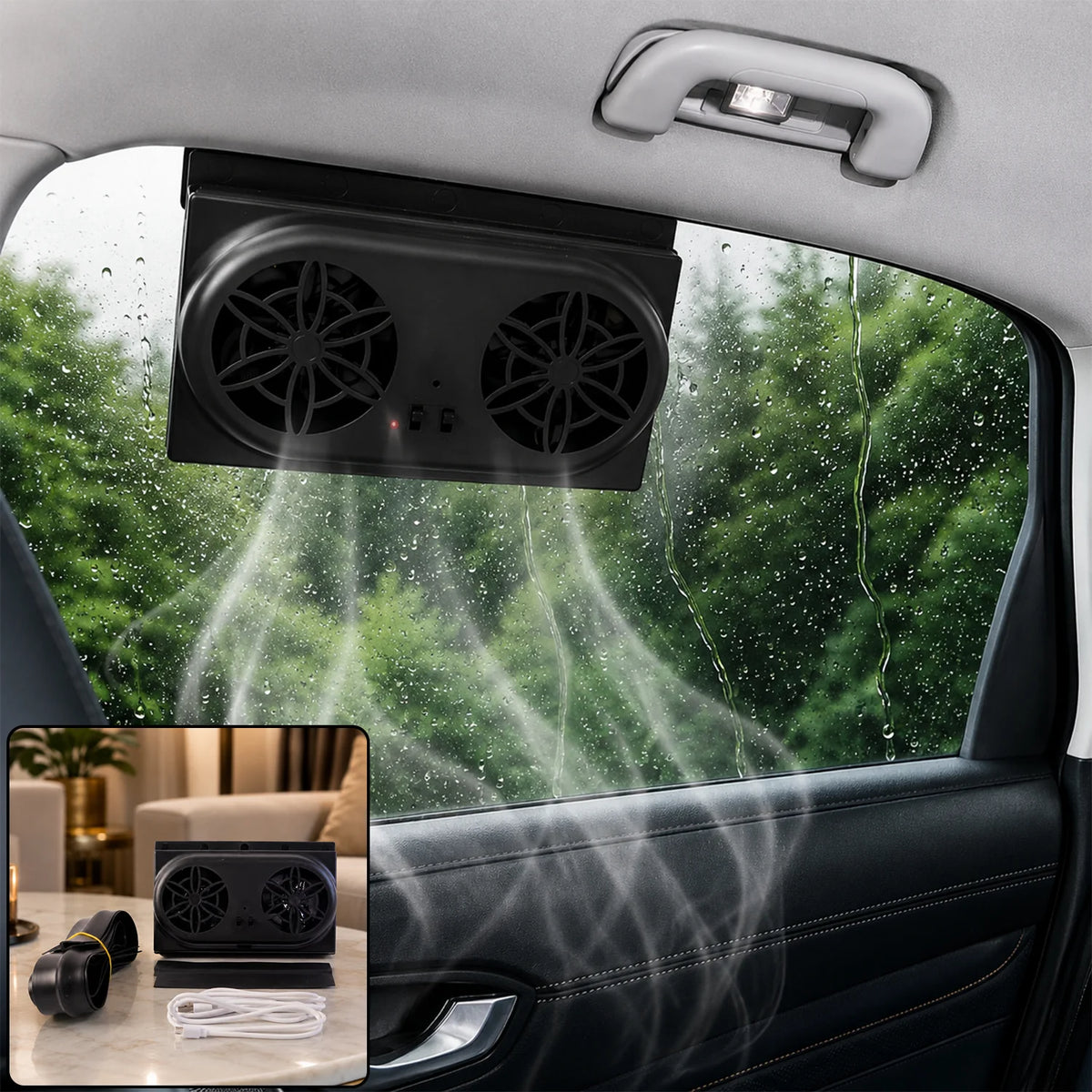 Solar Powered Car Window Ventilation Fan – Triple Fan Cooling System