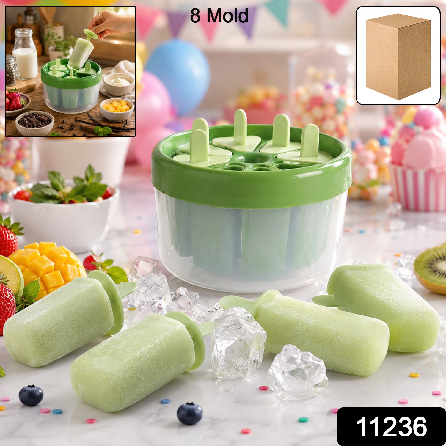 Plastic Ice Candy Popsicle Maker (8 Mold  1 Set)