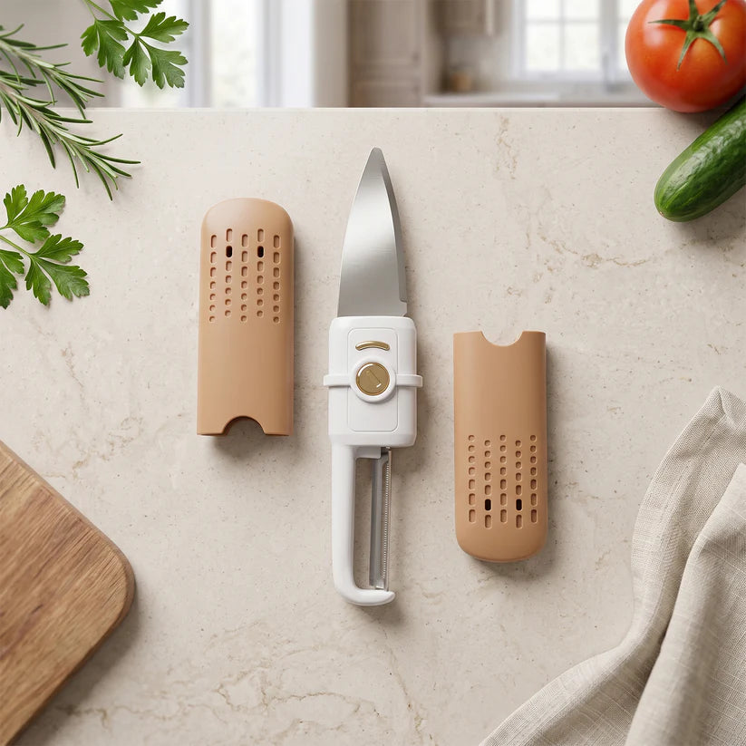 10052 Multifunctional Peeler Two In One Fruit Knife Fruit And Vegetable Cutting Knife+sawtooth Peeler Apple Carrot Potato Fruit Slice Antiskid