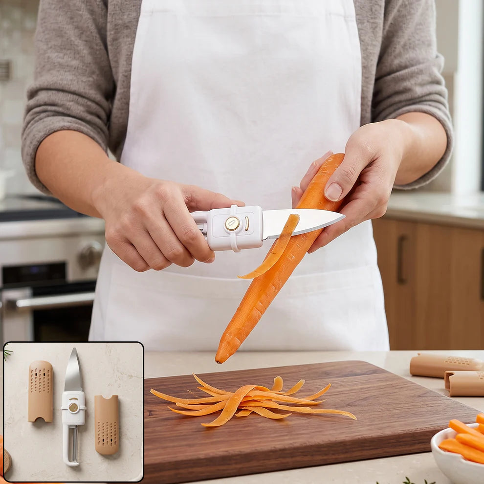10052 Multifunctional Peeler Two In One Fruit Knife Fruit And Vegetable Cutting Knife+sawtooth Peeler Apple Carrot Potato Fruit Slice Antiskid