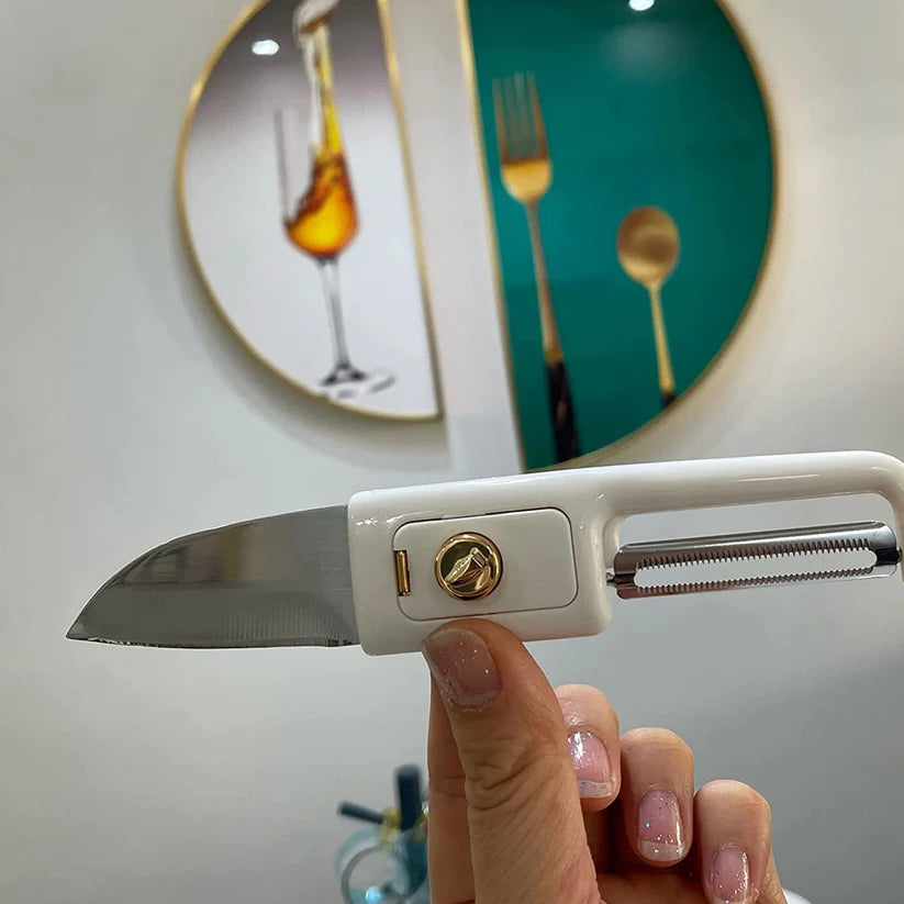 10052 Multifunctional Peeler Two In One Fruit Knife Fruit And Vegetable Cutting Knife+sawtooth Peeler Apple Carrot Potato Fruit Slice Antiskid