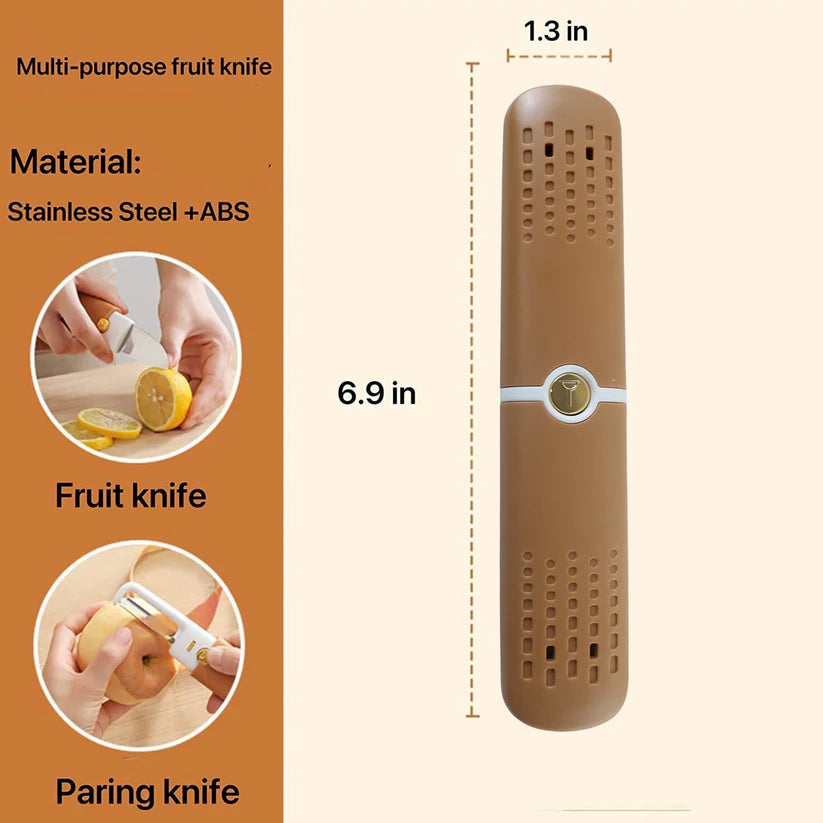 10052 Multifunctional Peeler Two In One Fruit Knife Fruit And Vegetable Cutting Knife+sawtooth Peeler Apple Carrot Potato Fruit Slice Antiskid