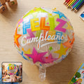 Colorful Feliz Cumpleanos Round Foil Balloon (1 Pc)