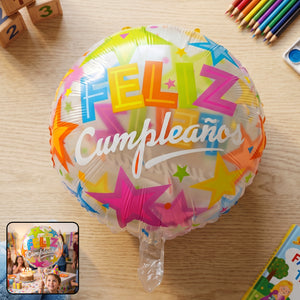 Colorful Feliz Cumpleanos Round Foil Balloon (5 Pc)
