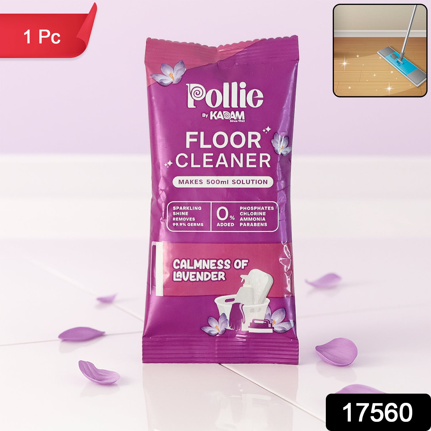 Pollic Kadam Concentrated Floor Cleaner Sachet  Lavender Fragrance (50 Gm)