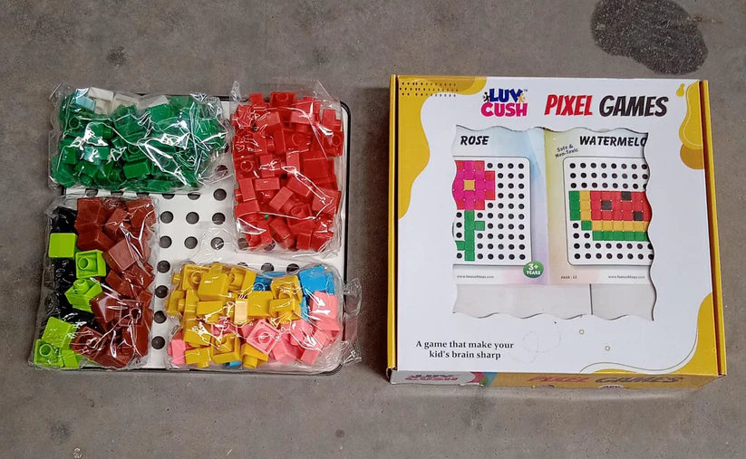 Pixel Cubes Toy For Children Early Education Pixel Game Educational Board Games Board Birthday Gift For Kids Learning Math Toy Brain Games Math Puzzle (Approx 180 Cubes With Pixel Board  Book)