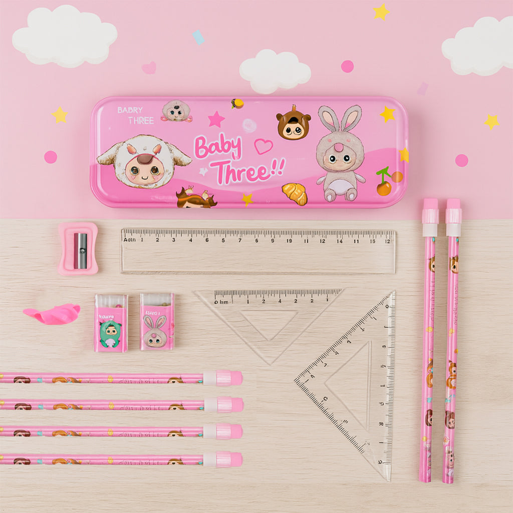 Cartoon Stationery Gift Set For Kids (14 Pc)