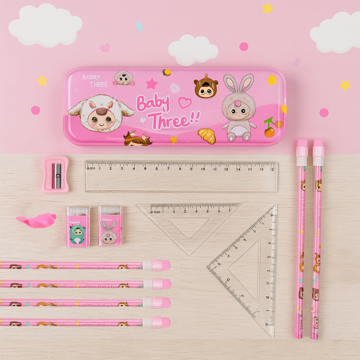 Cartoon Stationery Gift Set For Kids (14 Pc)