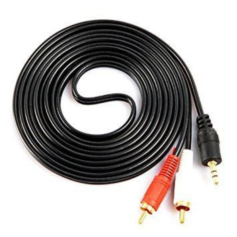 3.5mm Stereo Audio Male to 2RCA Male EP to 2RCA 1.5 Yards Connects Mobile and Home Theatre (Black)