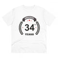 Men's PC Cotton 34th Anniversary Printed T Shirt (Color: White, Thread Count: 180GSM)