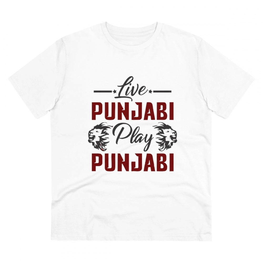 Men's PC Cotton Cricket Design Printed T Shirt (Color: White, Thread Count: 180GSM)