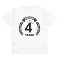 Men's PC Cotton 4th Anniversary Printed T Shirt (Color: White, Thread Count: 180GSM)