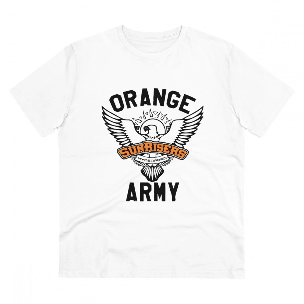 Men's PC Cotton Cricket Design Printed T Shirt (Color: White, Thread Count: 180GSM)