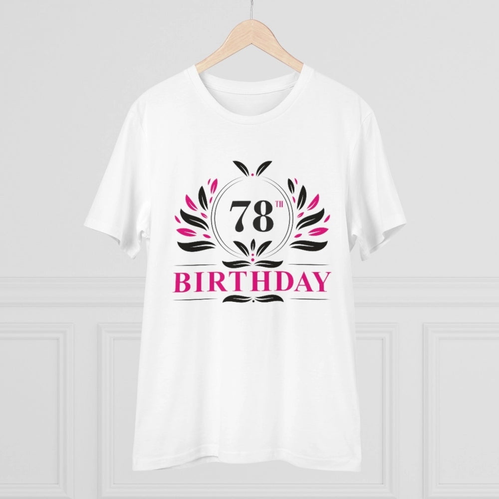 Men's PC Cotton 78th Birthday Printed T Shirt (Color: White, Thread Count: 180GSM)