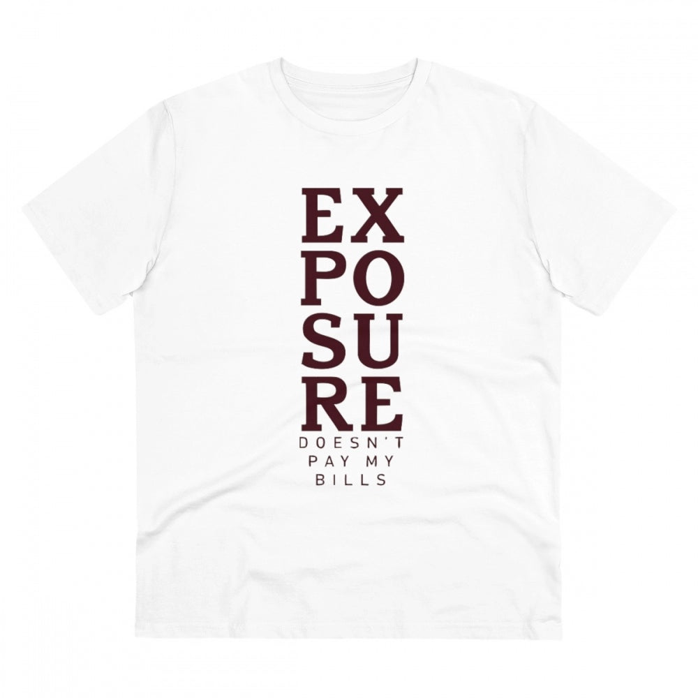 Men's PC Cotton Exposure Printed T Shirt (Color: White, Thread Count: 180GSM)