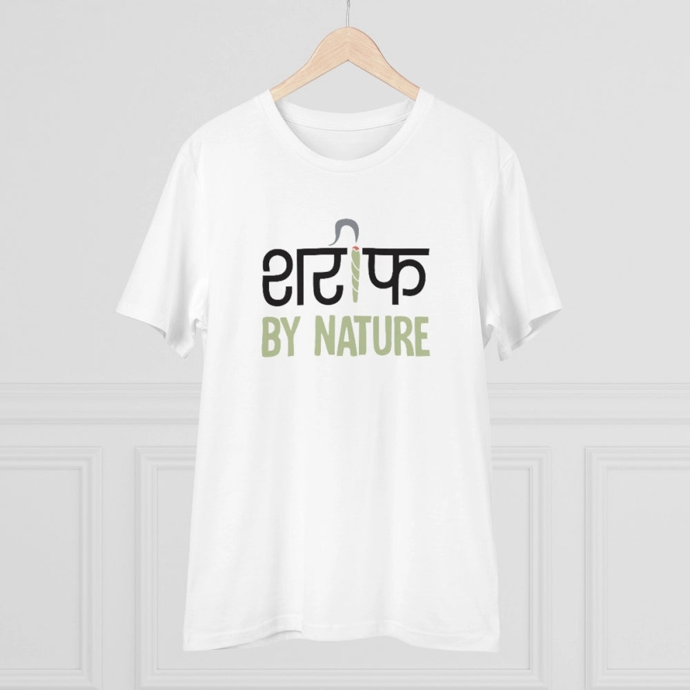 Men's PC Cotton Sarif By Nature Printed T Shirt (Color: White, Thread Count: 180GSM)