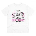 Men's PC Cotton 52nd Birthday Printed T Shirt (Color: White, Thread Count: 180GSM)