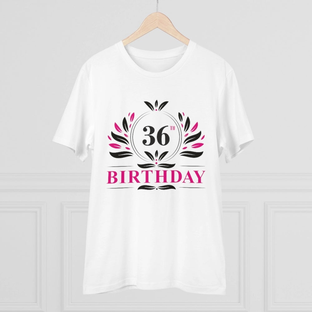 Men's PC Cotton 36th Birthday Printed T Shirt (Color: White, Thread Count: 180GSM)