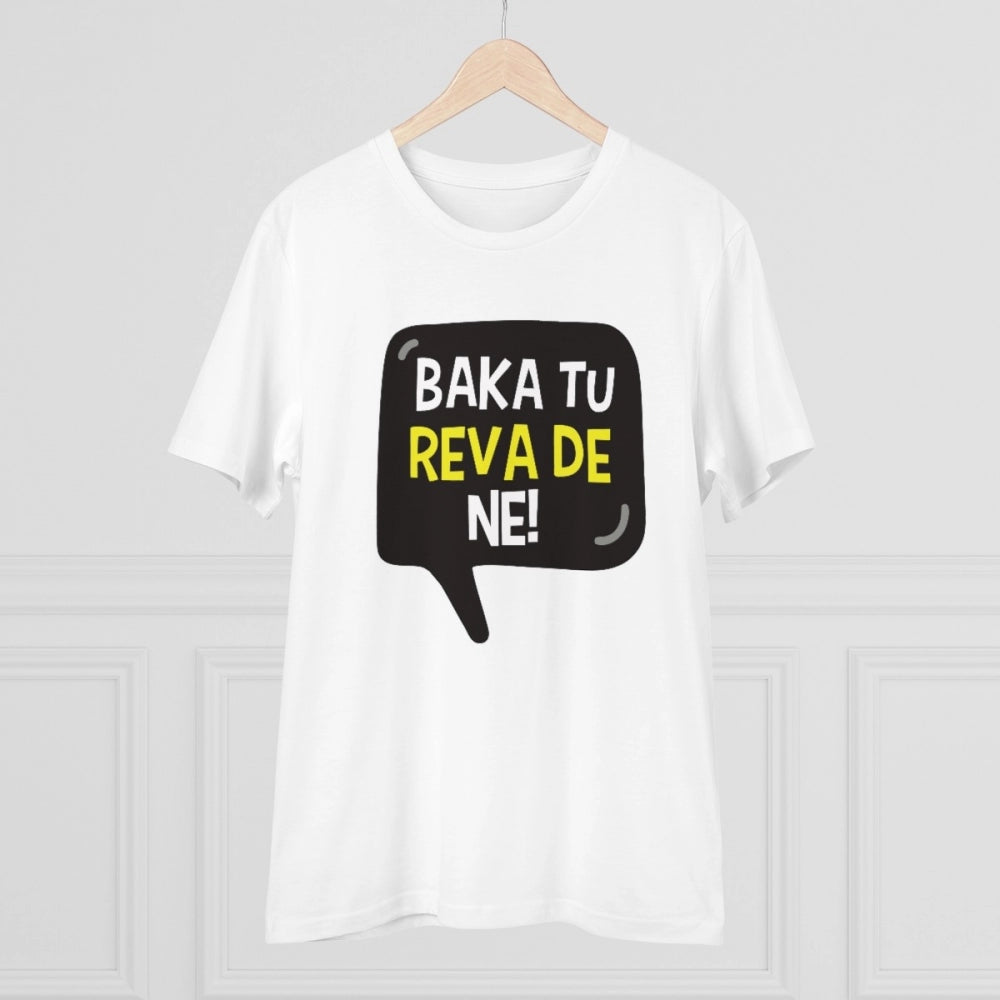 Men's PC Cotton Baka Tu Reva De Printed T Shirt (Color: White, Thread Count: 180GSM)
