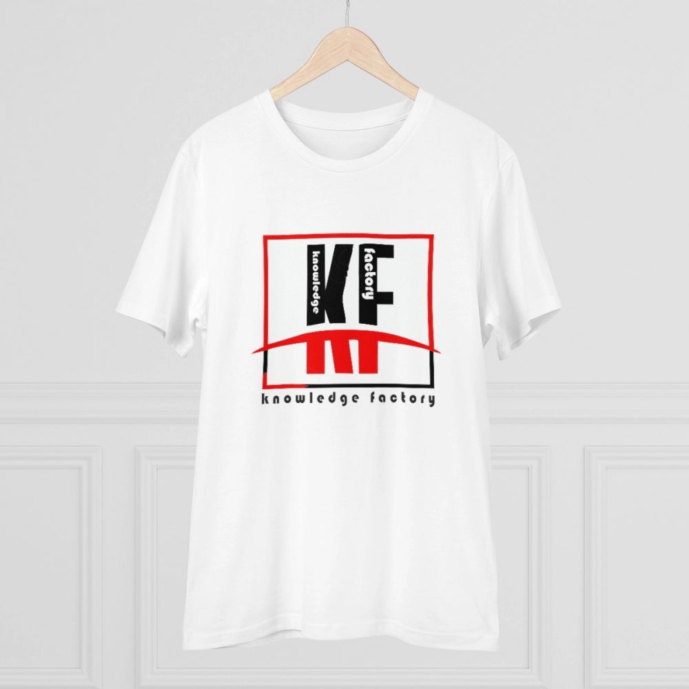 Men's PC Cotton Knowledge Factory Printed T Shirt (Color: White, Thread Count: 180GSM)