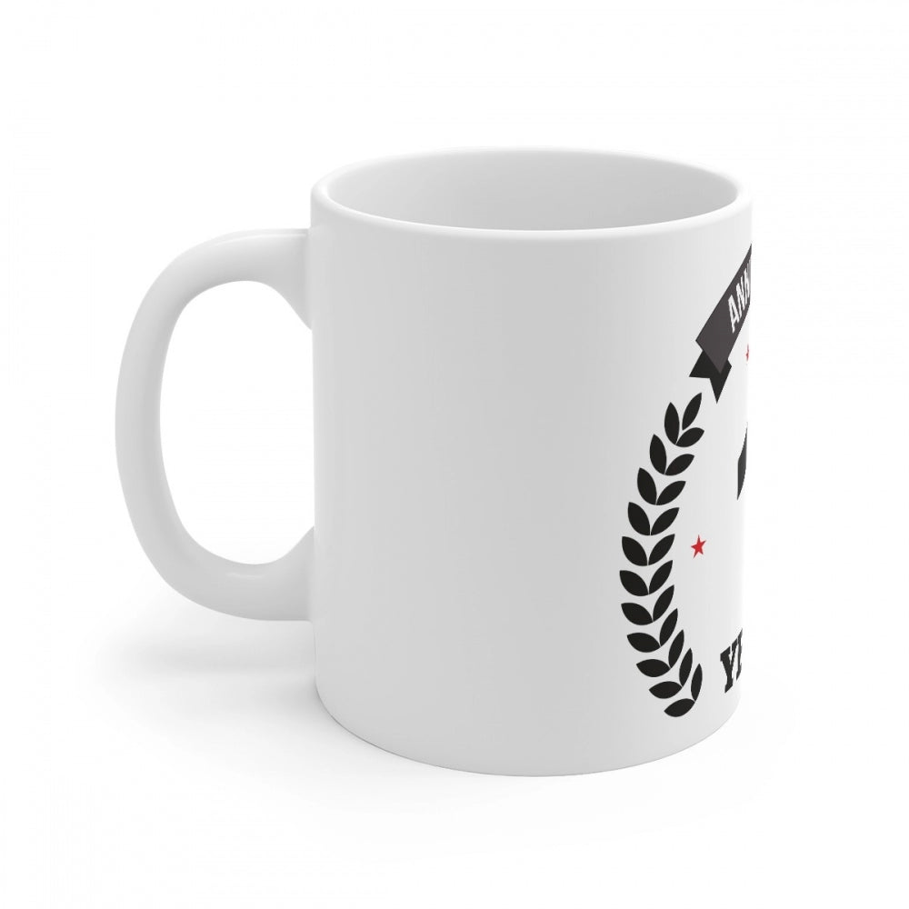 Ceramic 15th Anniversary Printed Coffee Mug (Color: White, Capacity:330ml)