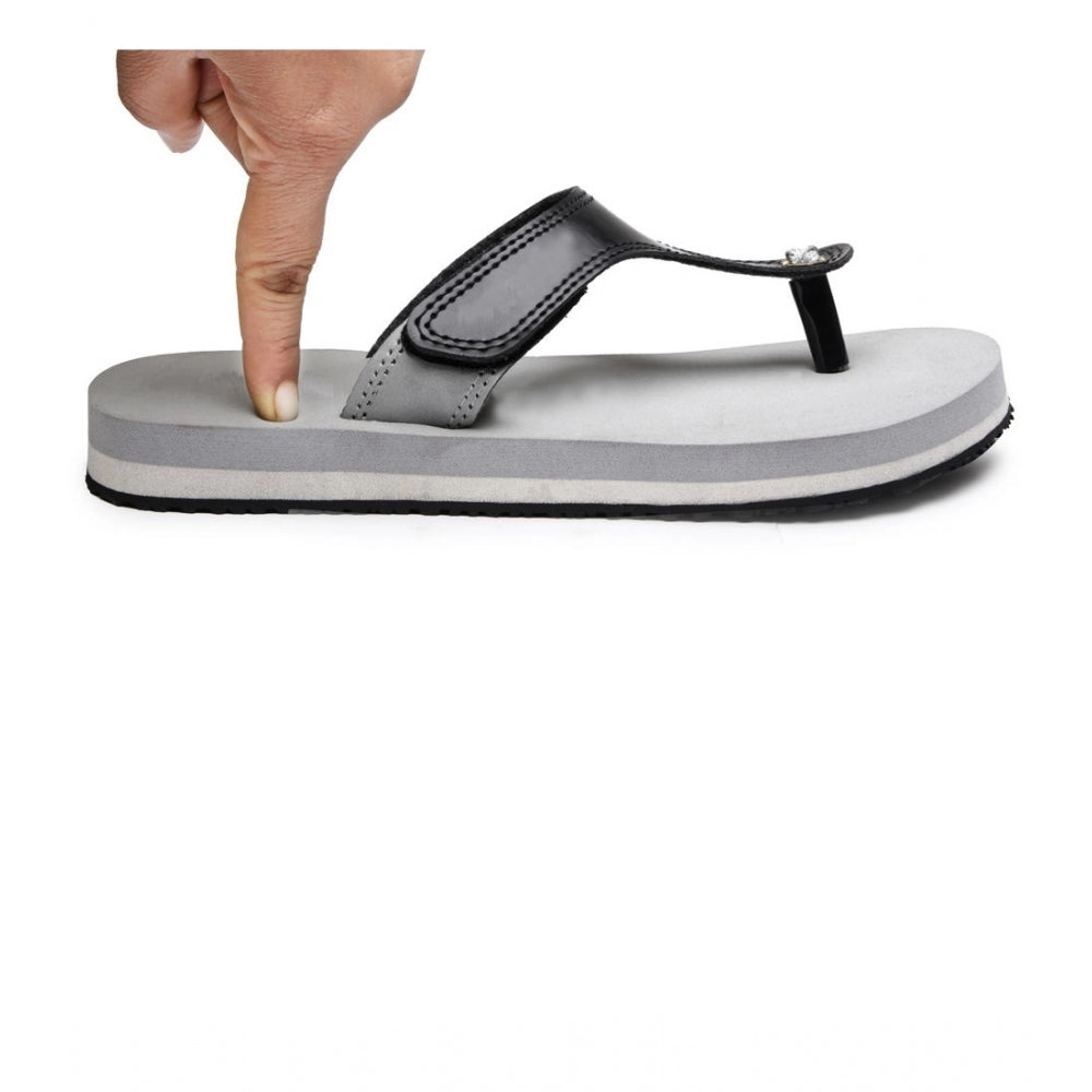 Unisex Rubber Lightweight T-Style Slippers (Grey)