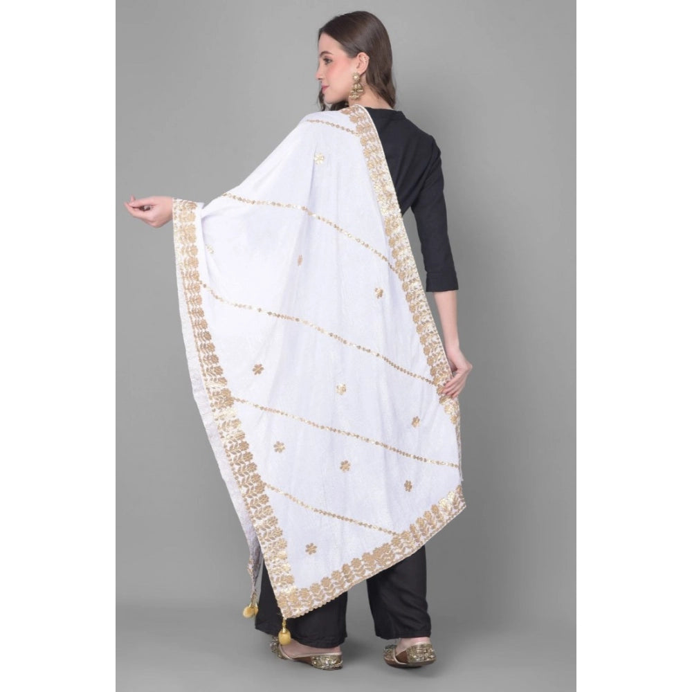 Women's Velvet Gotta Patti Dupatta (Off White, Length: 2.25 to 2.50 Mtr)