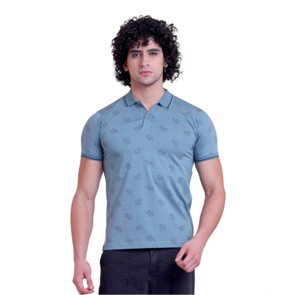 Men's Casual Cotton Printed Half Sleeve Round Neck T-Shirt (Green)