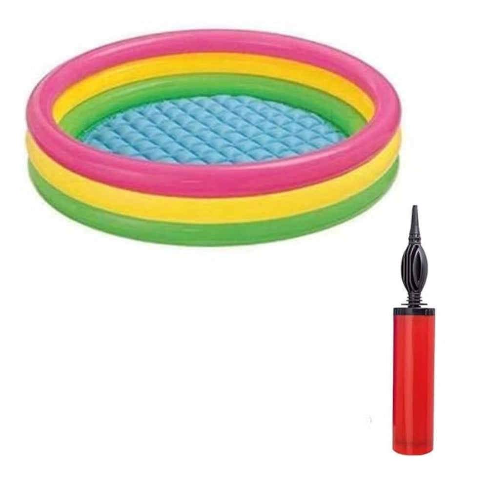 Plastic Bath Tub With Pump 3 Ft Round For Kids (Multicolor )