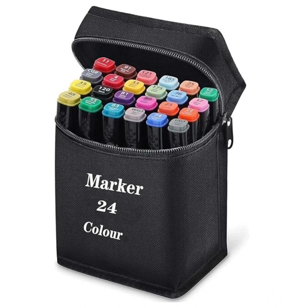Plastic 24Pcs Colors Art Markers Sketch Pen Dual Tip Artist Art Marker (Multicolor )
