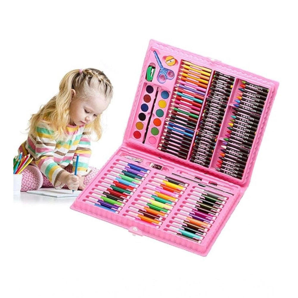 Plastic Deluxe Art Drawing Set For Kids Drawing And Painting 150Pcs Set (Multicolor)