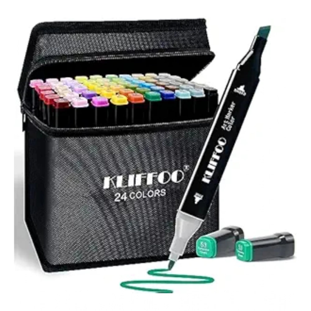 Plastic 24Pcs Colors Art Markers Sketch Pen Dual Tip Artist Art Marker (Multicolor )