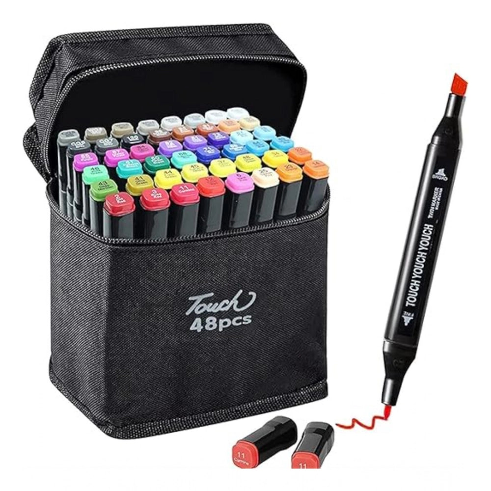 Plastic 48Pcs Colors Art Markers Sketch Pen Dual Tip Artist Art Marker (Multicolor )