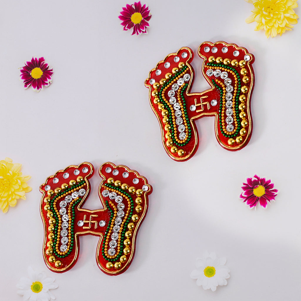 Decorative Laxmi Charan Paduka Sticker Set (Pack Of 2 Pc)