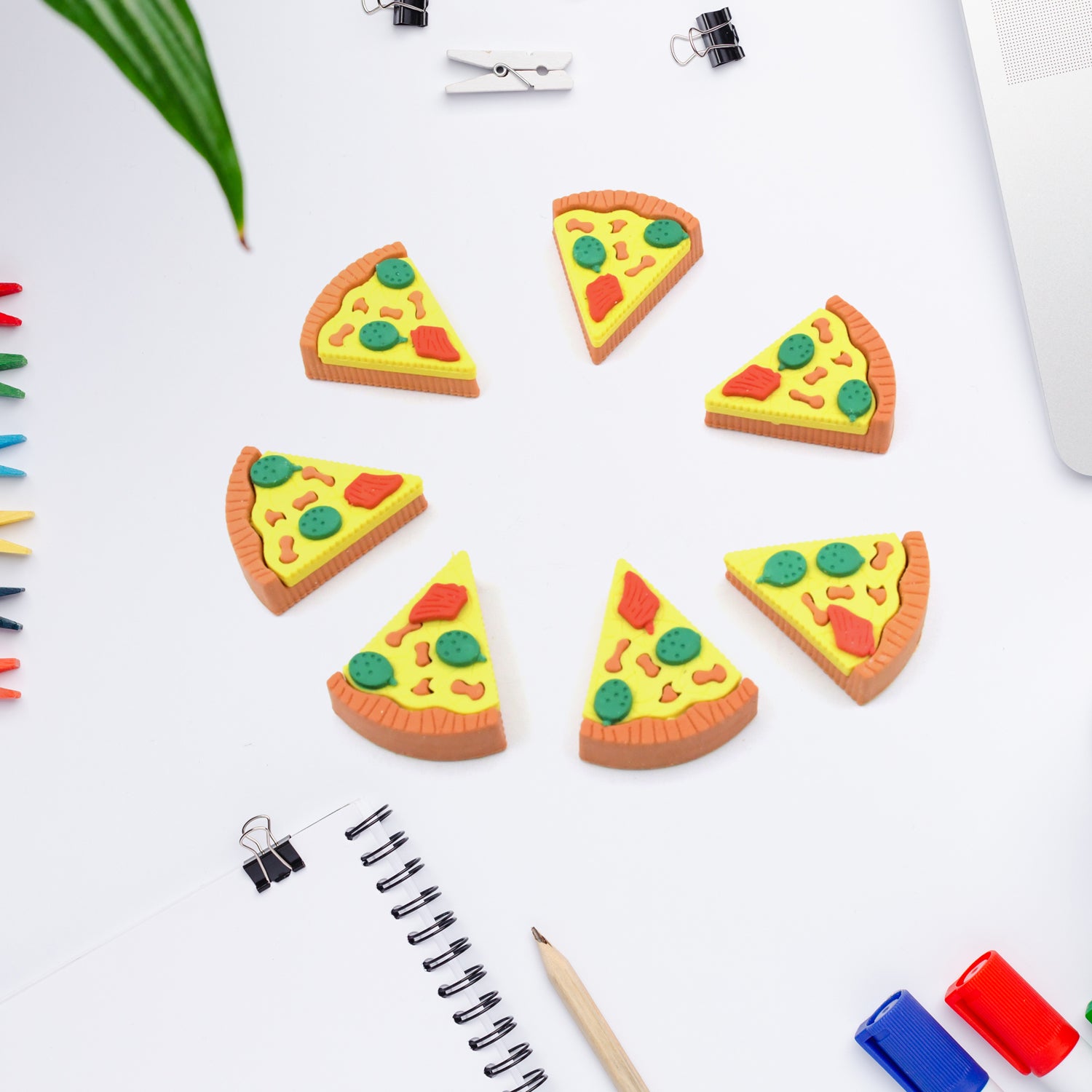 4347 3d Pizza Slices Kids Favourite Food Eraser Pizza 7 Slice Eraser For Kids Adults Fast Food Lover Stationary Kit Fancy  Stylish Colorful Erasers For Return Gift Birthday Party School Prize