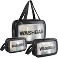 3-Piece Transparent Travel Wash Bag Set | Waterproof Cosmetic Organizer Pouch for Toiletries, Makeup & Travel Accessories