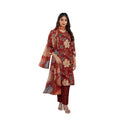 Women's Cotton Blend Printed Kurti With Pant Dupatta Set (Rust)
