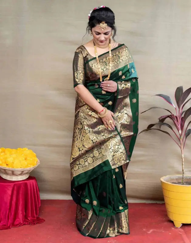Jacquard Saree  The Royal Emerald Collection
