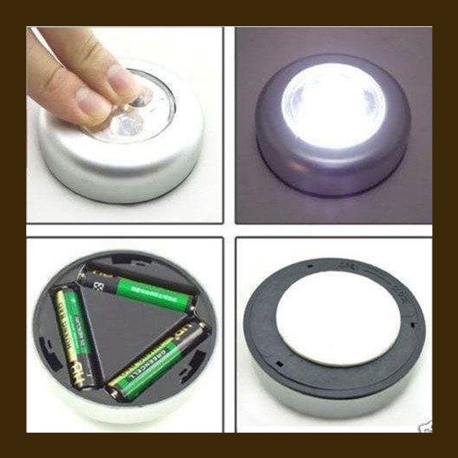 1716 4 Led Battery-powered Wireless Night Light Stick Tap Touch Lamp Stick-on Push Light For Closets Cabinets Counters Or Utility Rooms Cordless Touch Light
