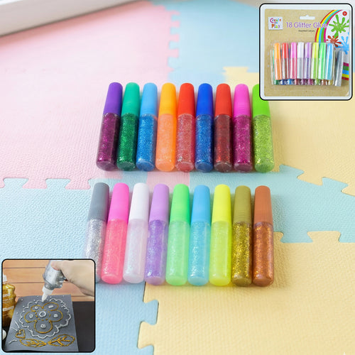 18 Assorted Color Glitter Glue Pens Set For Art  Craft Decoration