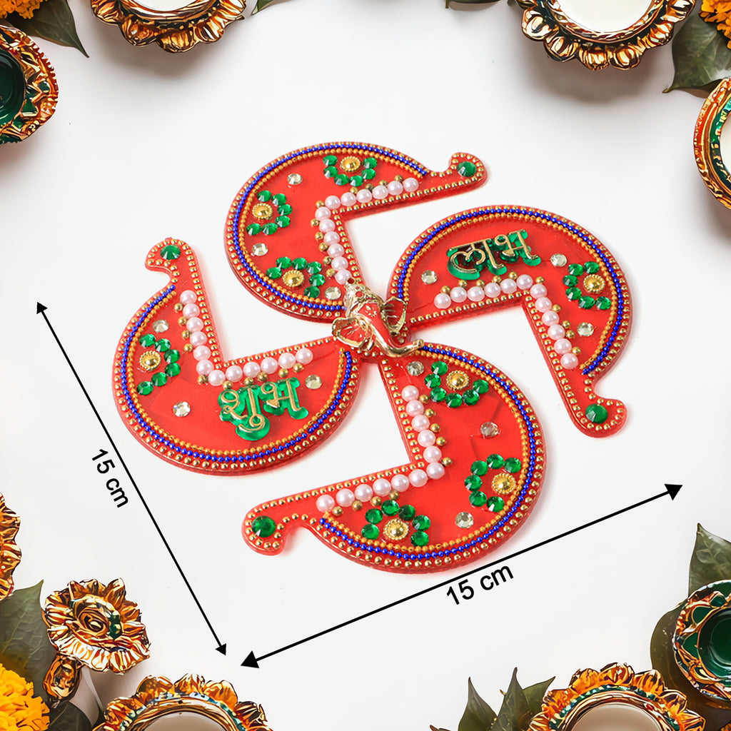 Acrylic Swastik Shubh Labh Wall Hanging  (1 Pc)