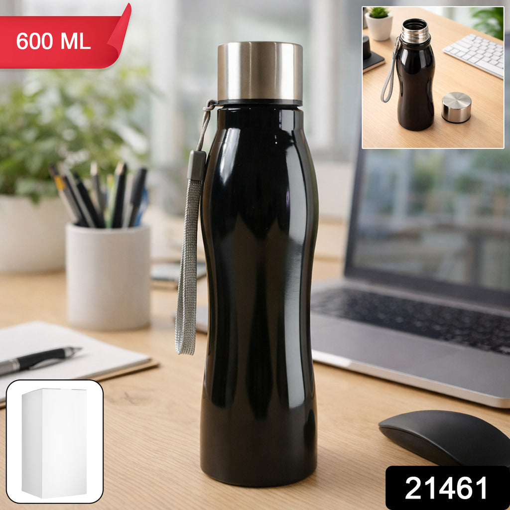 Stainless Steel Water Bottle With Carry Strap 600 Ml