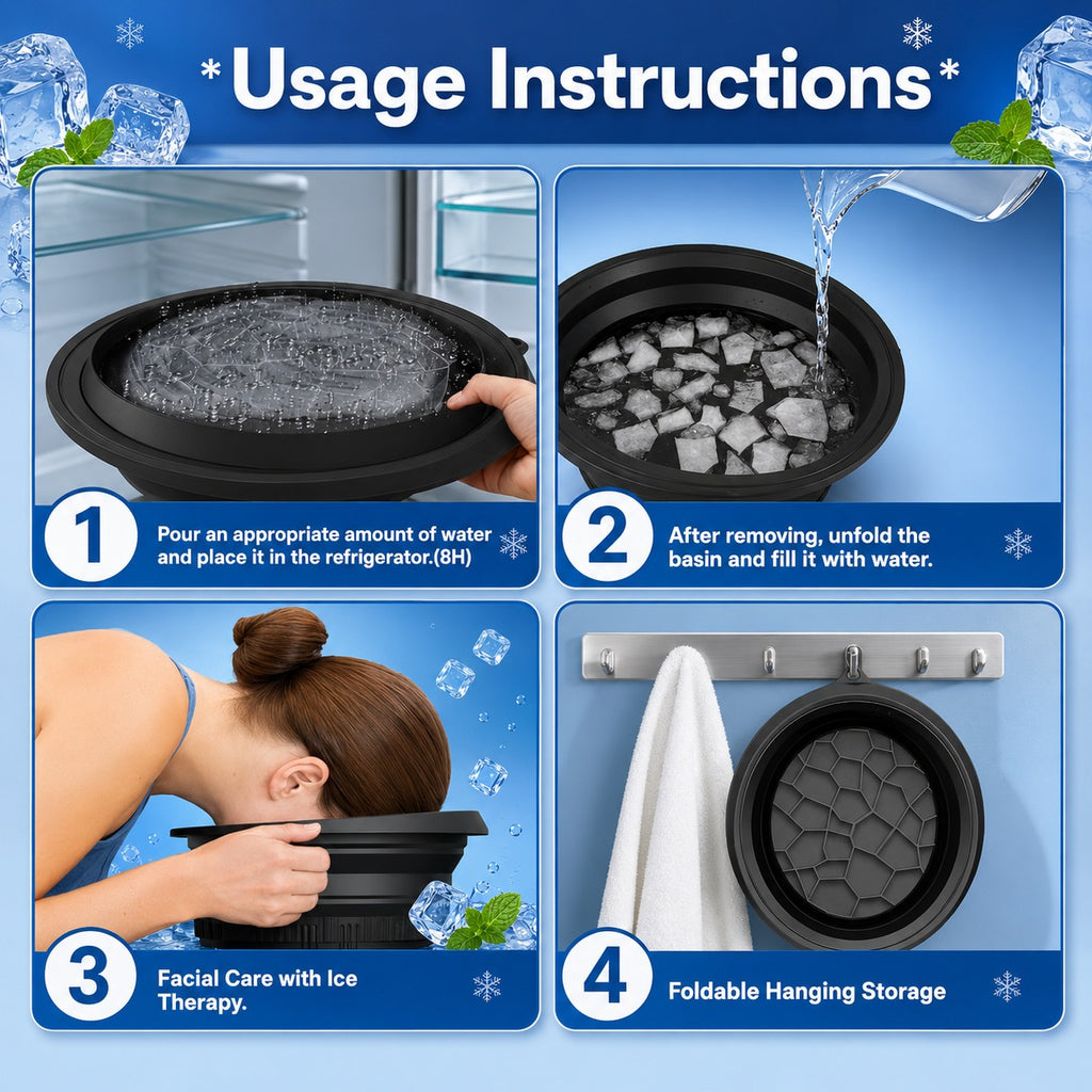 Collapsible Ice Bath Bowl for Facial Ice Therapy & Skin Care
