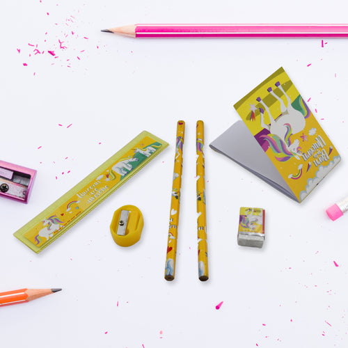 4599   6 Pc Set Stationary Set Including Pencil Ruler Rubber Pencil Sharpener  School Office Product Gift
