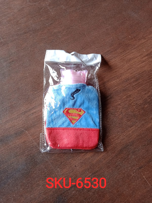 Superman Print Small Hot Water Bag With Cover For Pain Relief Neck Shoulder Pain And Hand Feet Warmer Menstrual Cramps. - 6530
