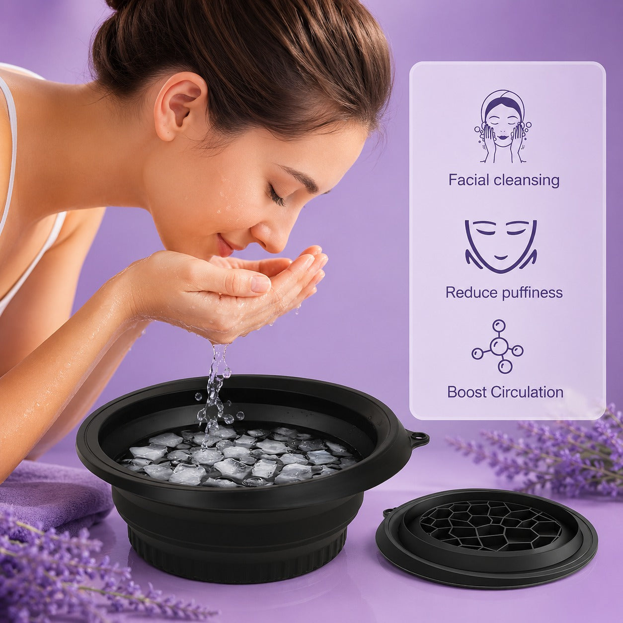 Collapsible Ice Bath Bowl for Facial Ice Therapy & Skin Care