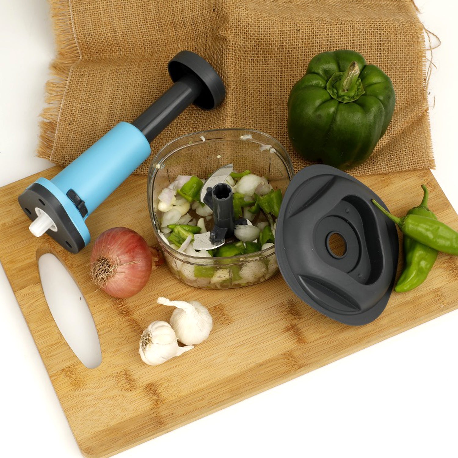 5902 Push Chopper Manual Food Chopper And Hand Push Vegetable Chopper Cutter Mixer Set For Kitchen With 3 Stainless Steel Blade.